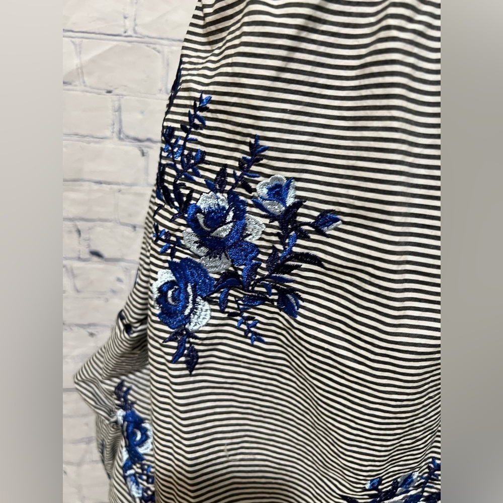 Marc Bouwer Embroidered Woven Lantern Sleeve Off-the-Shoulder Knit Lined Top XL - Picture 7 of 9